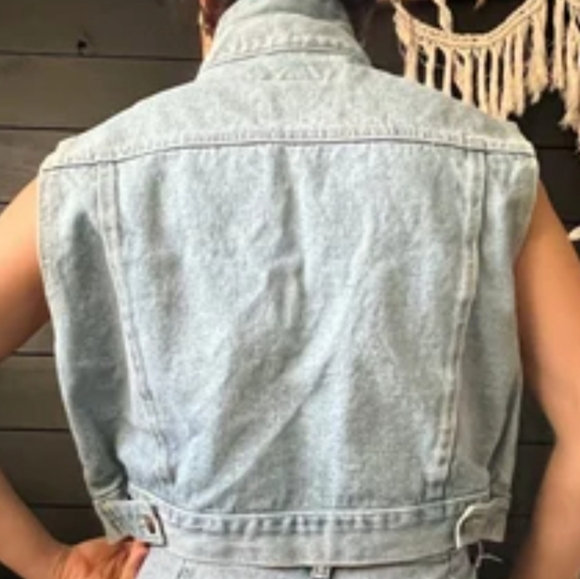 Vintage 90s Great Land trading company cropped denim vest size small - Picture 6 of 11
